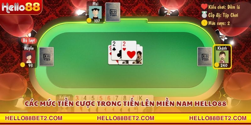 Các mức tiền cược trong Tiến Lên Miền Nam Hello88